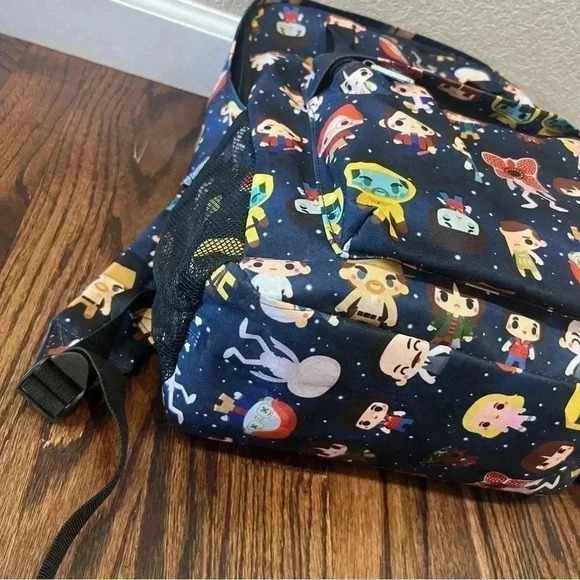 Loungefly Stranger Things Chibi Characters All Over Print Backpack Blue - Picture 5 of 16
